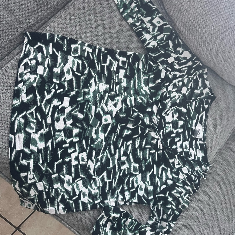 Chico's Green and Black Patterned Top